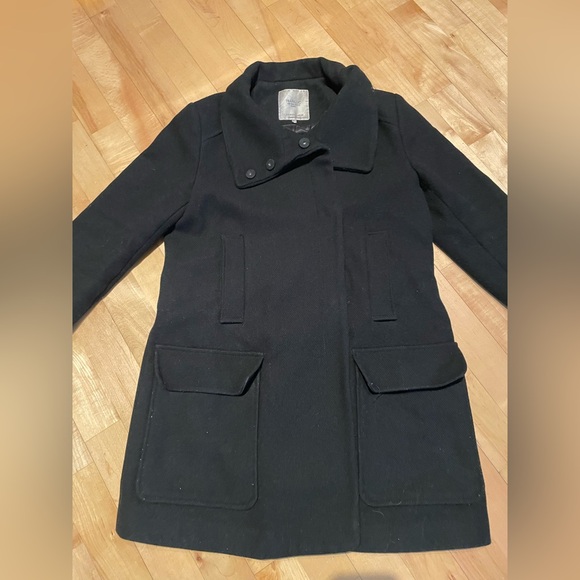 Black Zara wool Peacoat Size Medium - Picture 3 of 3